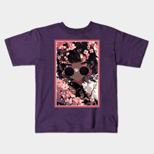 Aesthetic Anime Girl Rosa Pink  Black | Quality Aesthetic Anime Design | Premium Chibi Manga Anime Art Kids T-Shirt